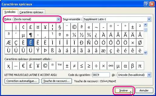 comment faire ç majuscule open office