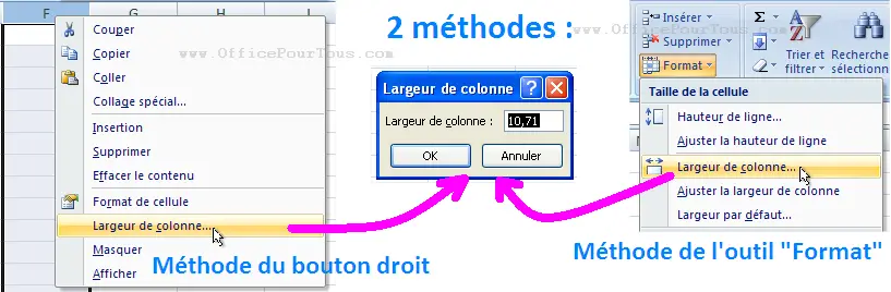 comment modifier hauteur cellule excel