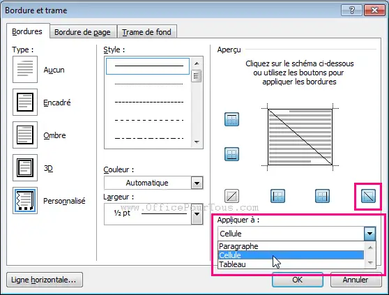 Faire des coupons au bas d'une feuille word